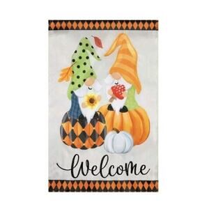 4/$20 Meadow Creek Embroidered Yard Flag Welcome Gnome Embroidery 12x18" New